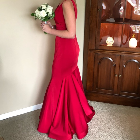 Jovani Prom Dress- Red V-Neck - Picture 2 of 3
